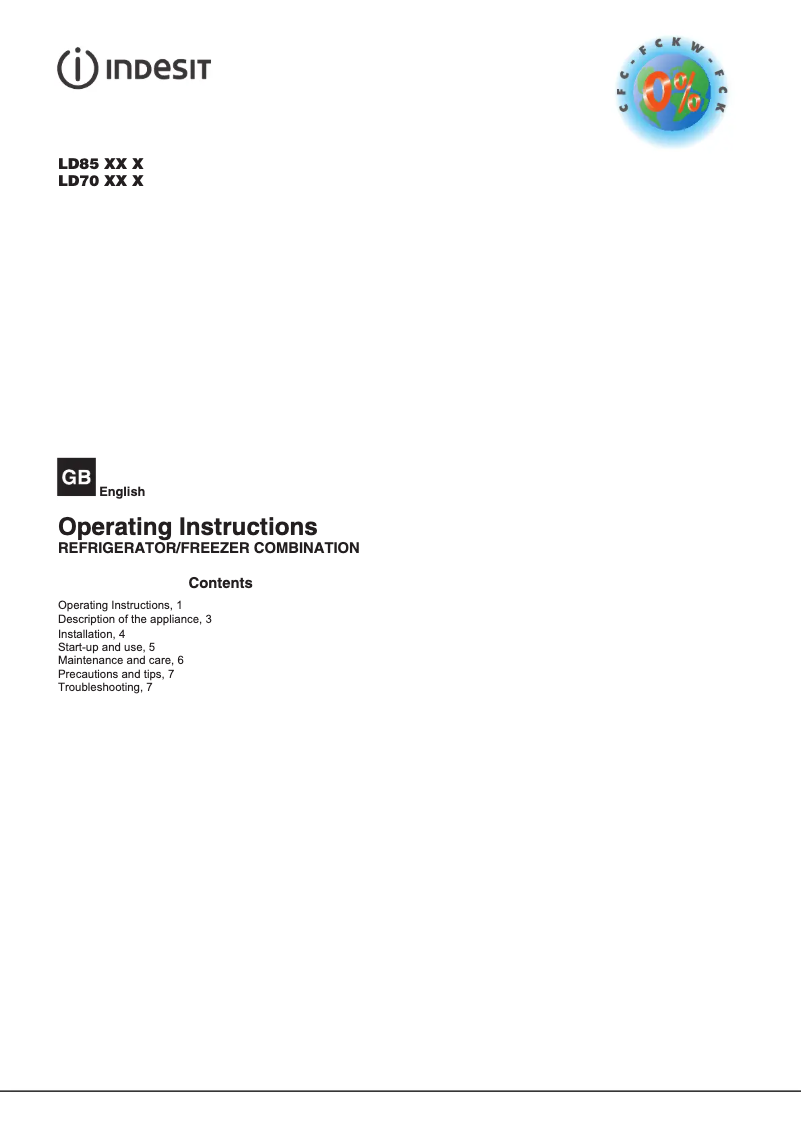 Image de la première page du manuel de l'appareil LD70 N1 W