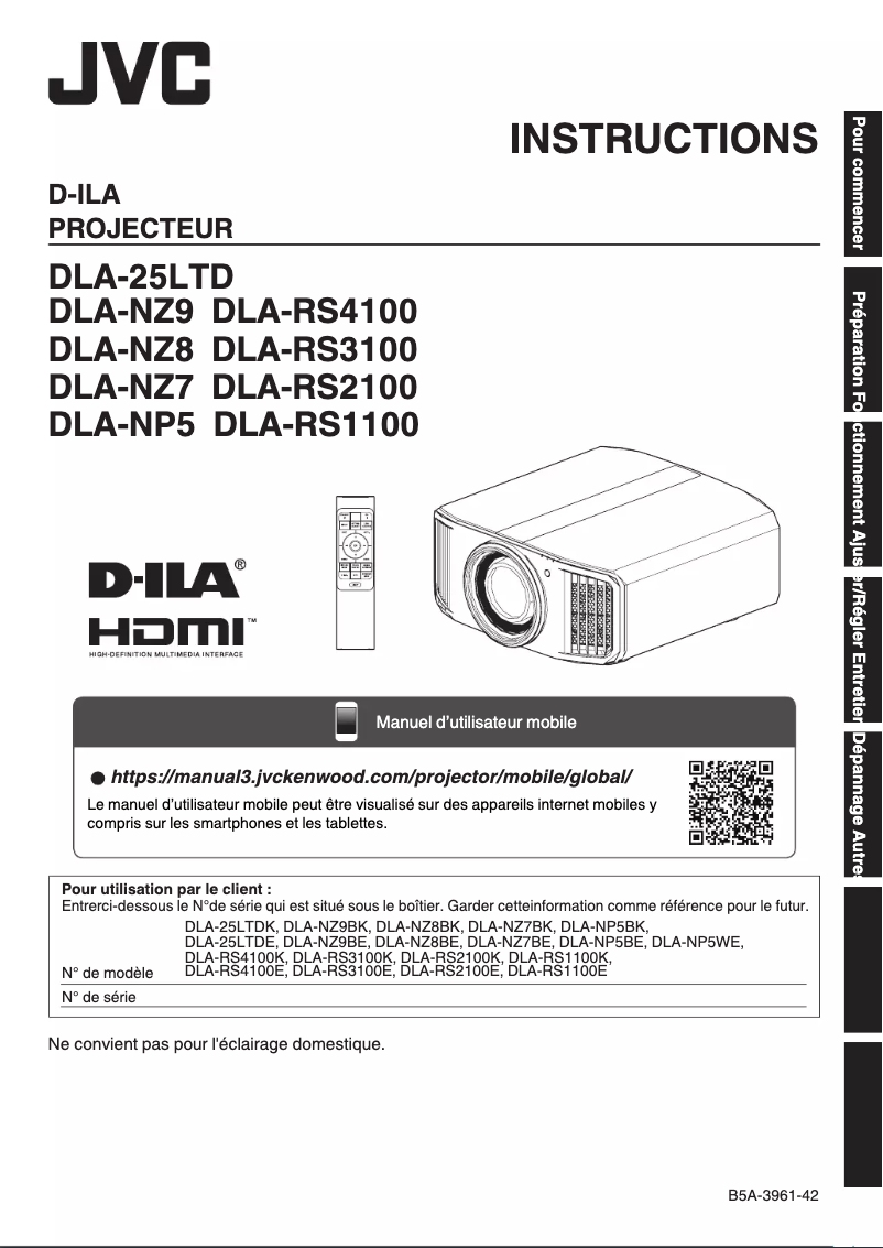 Page n°1 - Manuel utilisateur JVC DLA-25LTD