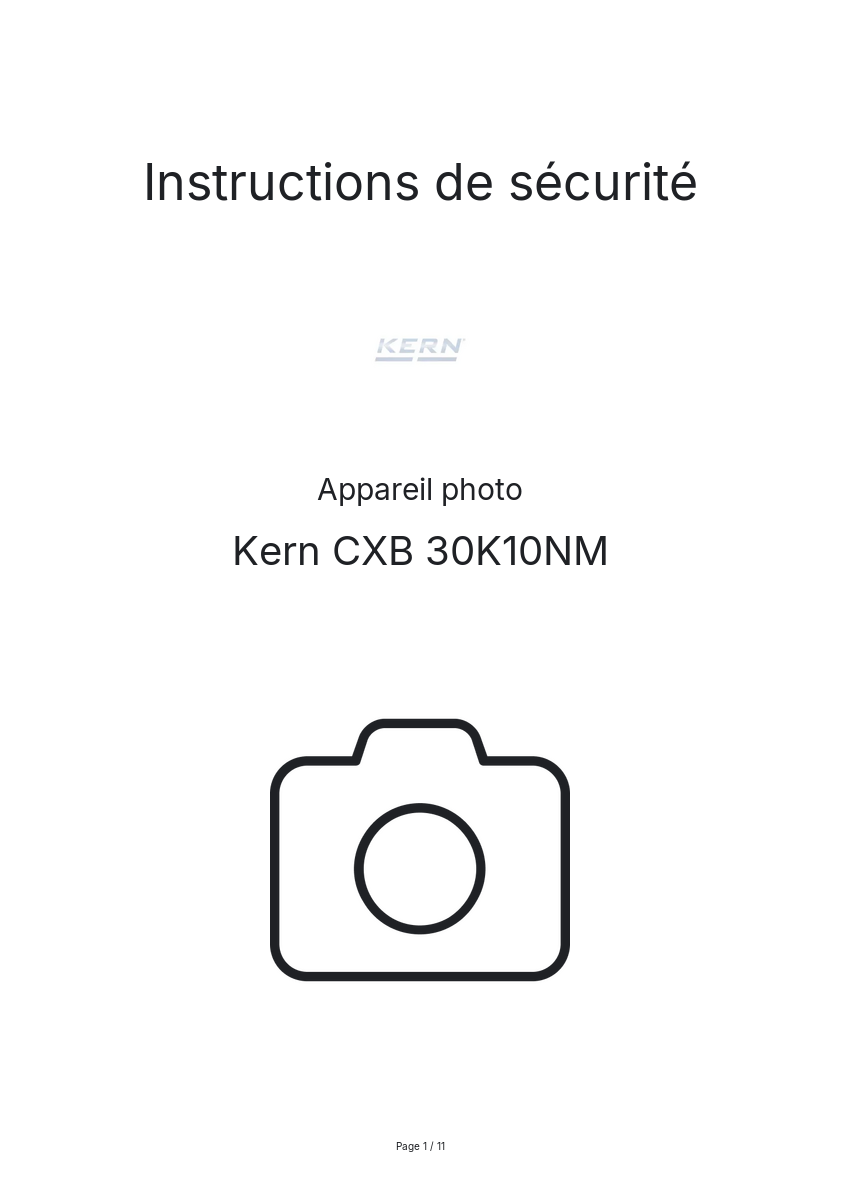 Image de la première page du manuel de l'appareil CXB 30K10NM
