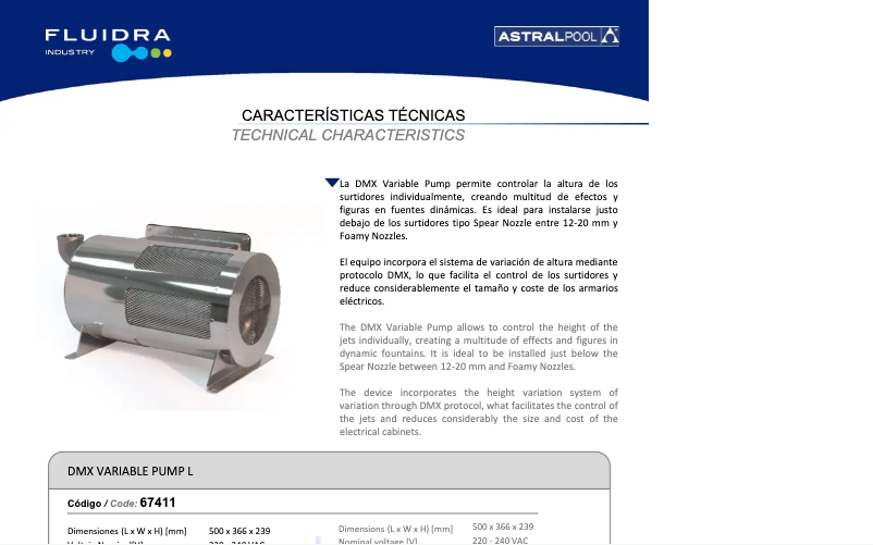 Image de la première page du manuel de l'appareil DMX Variable Pump