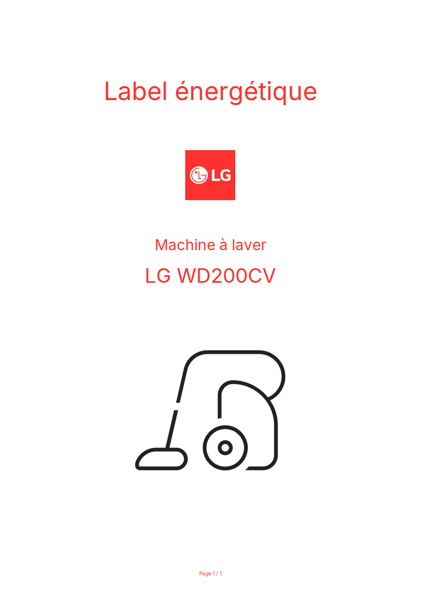 Page n°1 - Label énergétique LG WD200CV