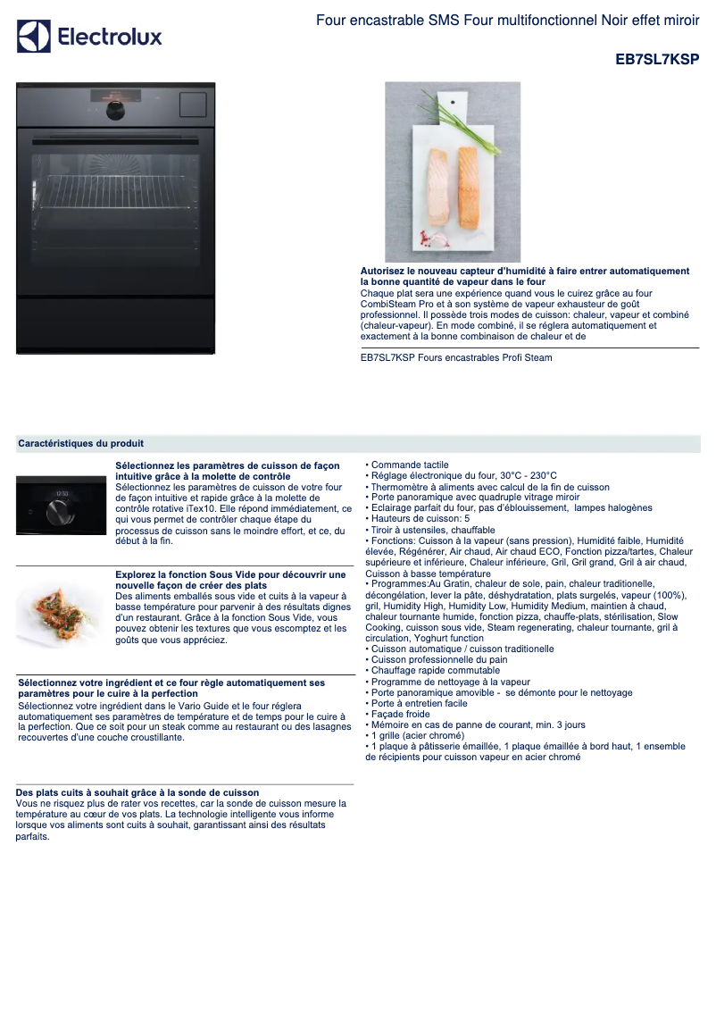 Page n°1 - Fiche technique Electrolux EB7SL7KSP