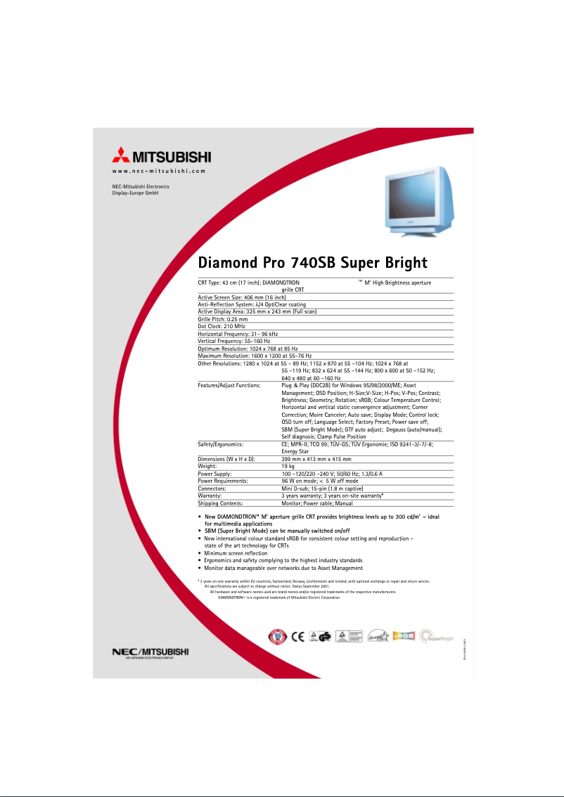 Imagen de la primera página del manual del dispositivo Diamond Pro 740SB