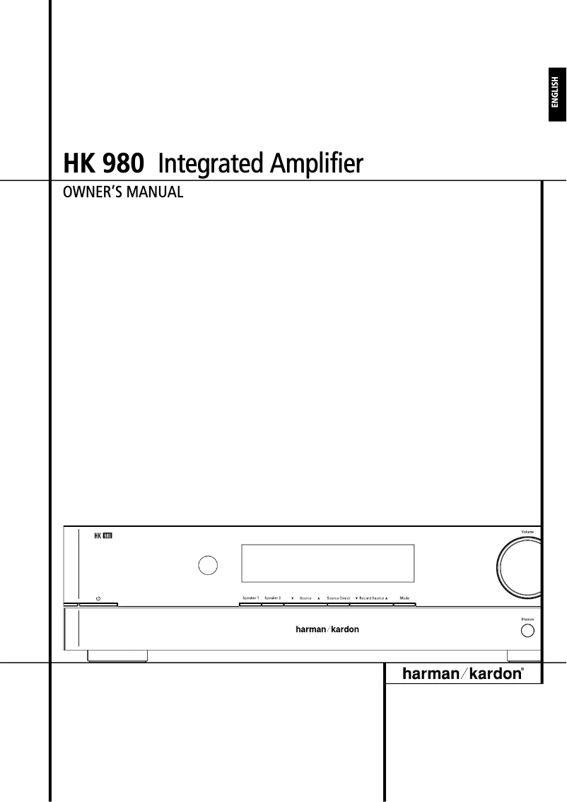 Page 1 de la notice Manuel utilisateur Harman Kardon HK 980