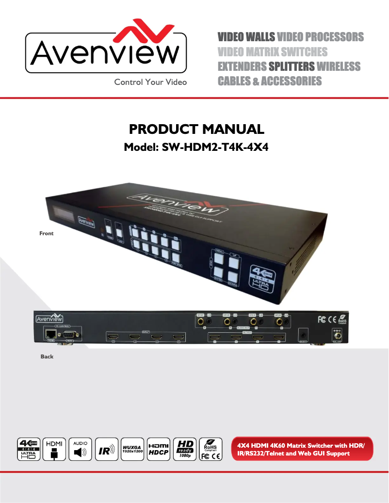 Image de la première page du manuel de l'appareil SW-HDM2-T4K-4X4