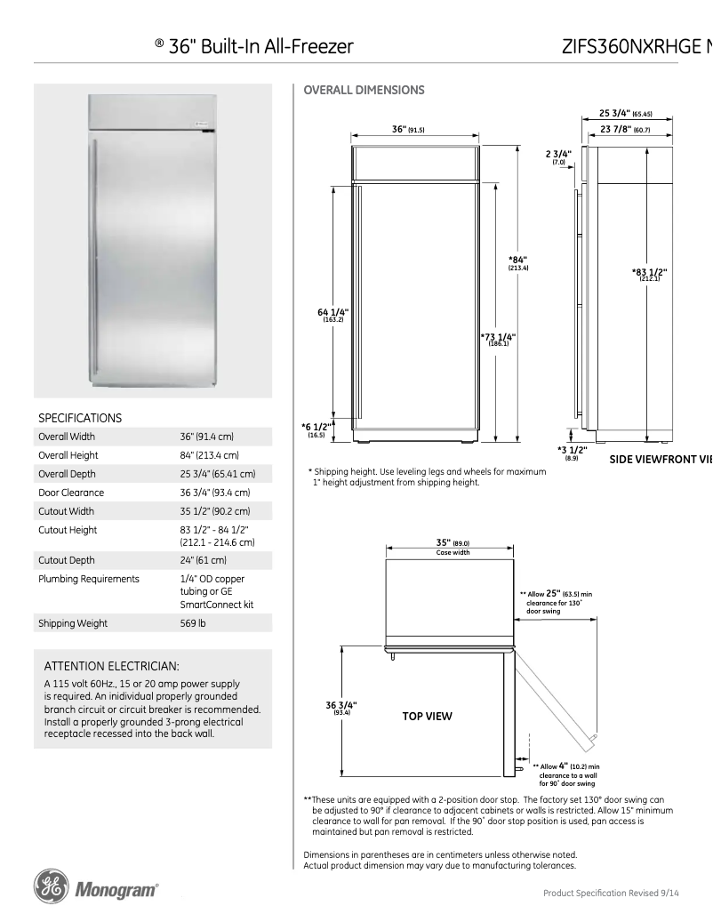Image de la première page du manuel de l'appareil ZIFS360NXRH