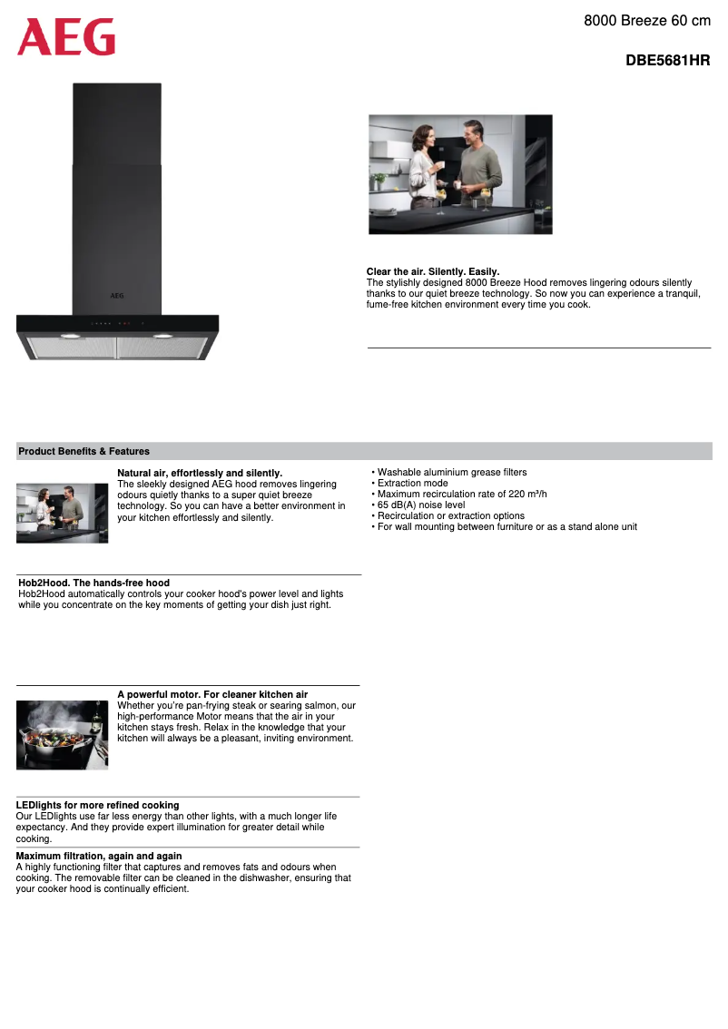 Página 1 del manual Ficha técnica AEG DBE5681HR