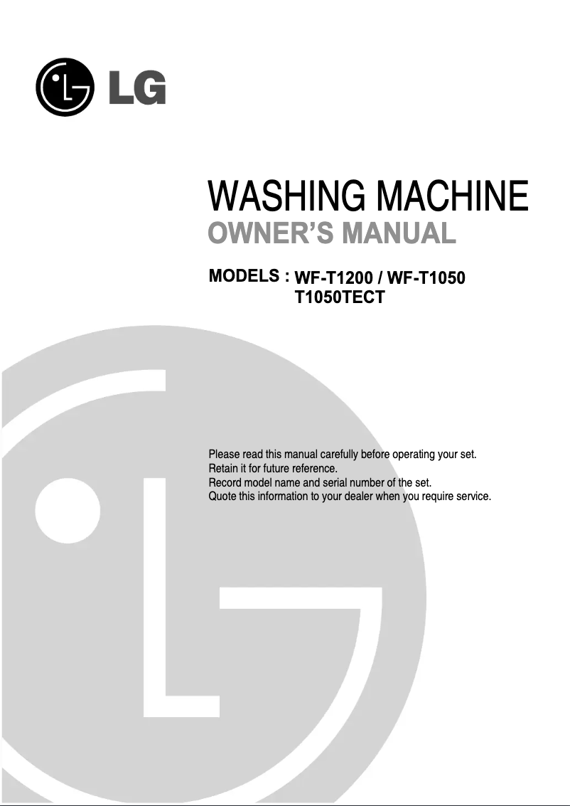 Page n°1 - Manuel utilisateur LG WF-T1050TEC