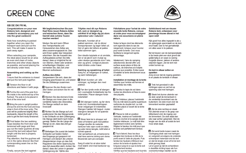 Page 1 de la notice Manuel utilisateur Robens Green Cone