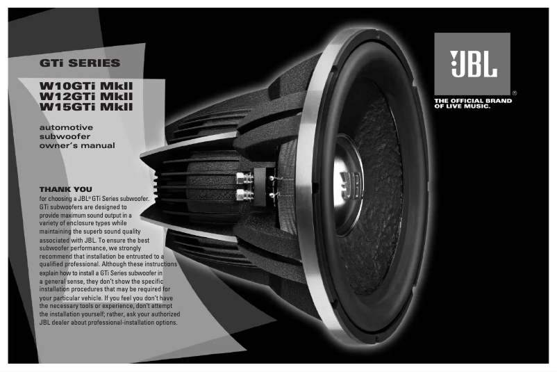 Image de la première page du manuel de l'appareil W10GTi MkII