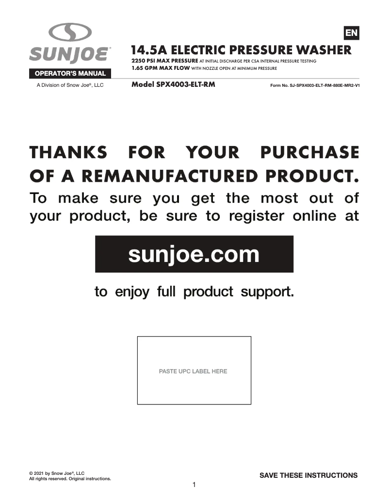 Image de la première page du manuel de l'appareil SPX4003-ELT-RM