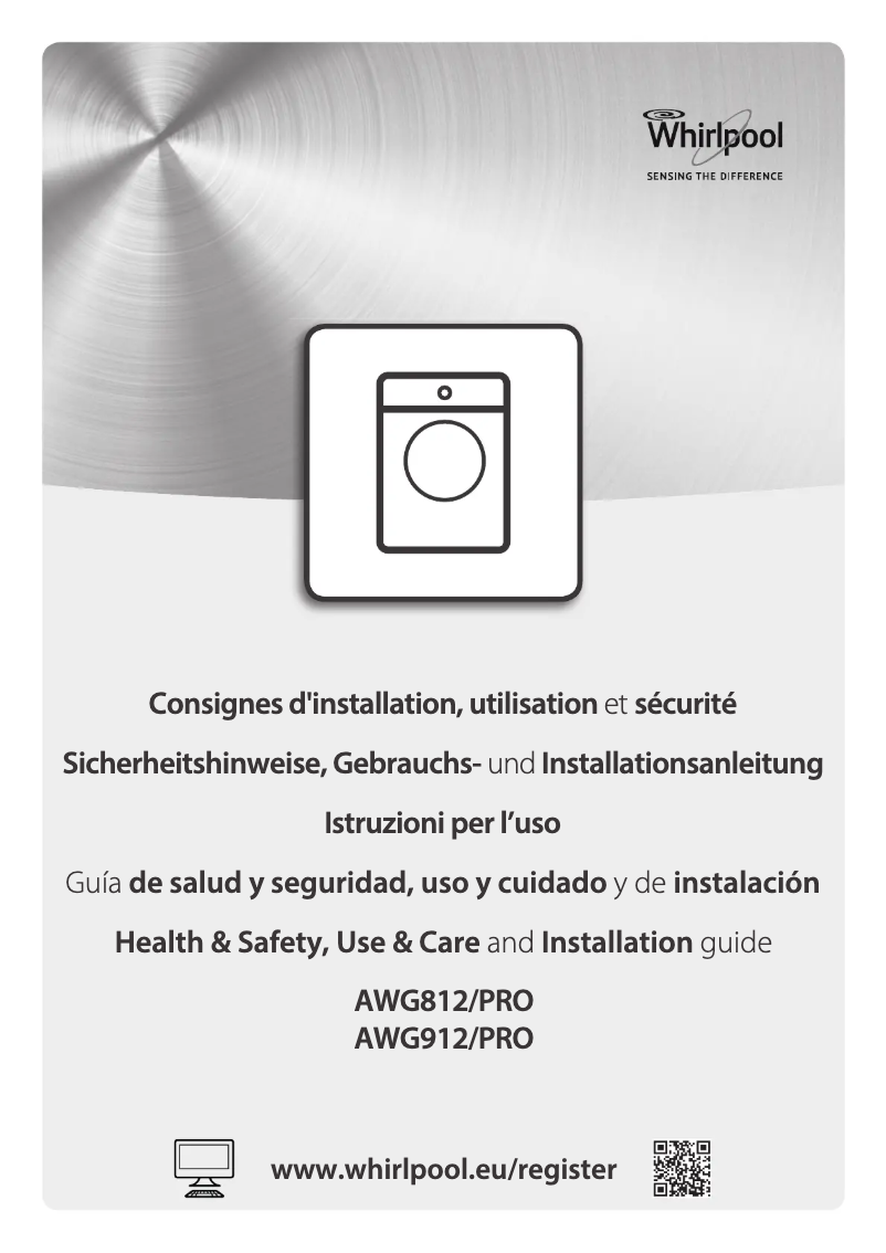 Page 1 de la notice Manuel utilisateur Whirlpool AWG 912 S/PRO