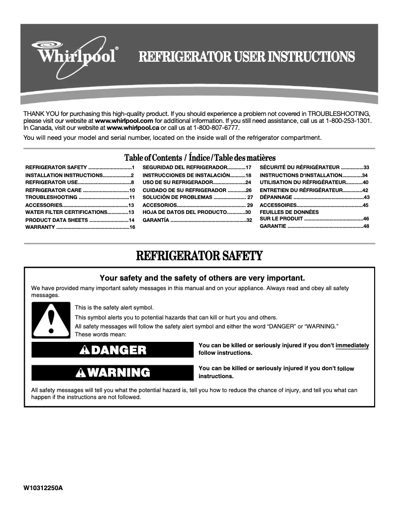 Page 1 de la notice Manuel utilisateur Whirlpool G2IXEFMWQ