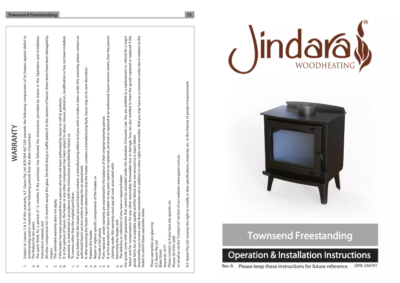 Image de la première page du manuel de l'appareil Townsend