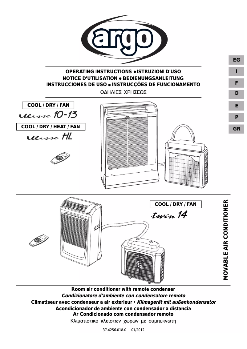 Page 1 de la notice Manuel utilisateur Argoclima TWIN 14A