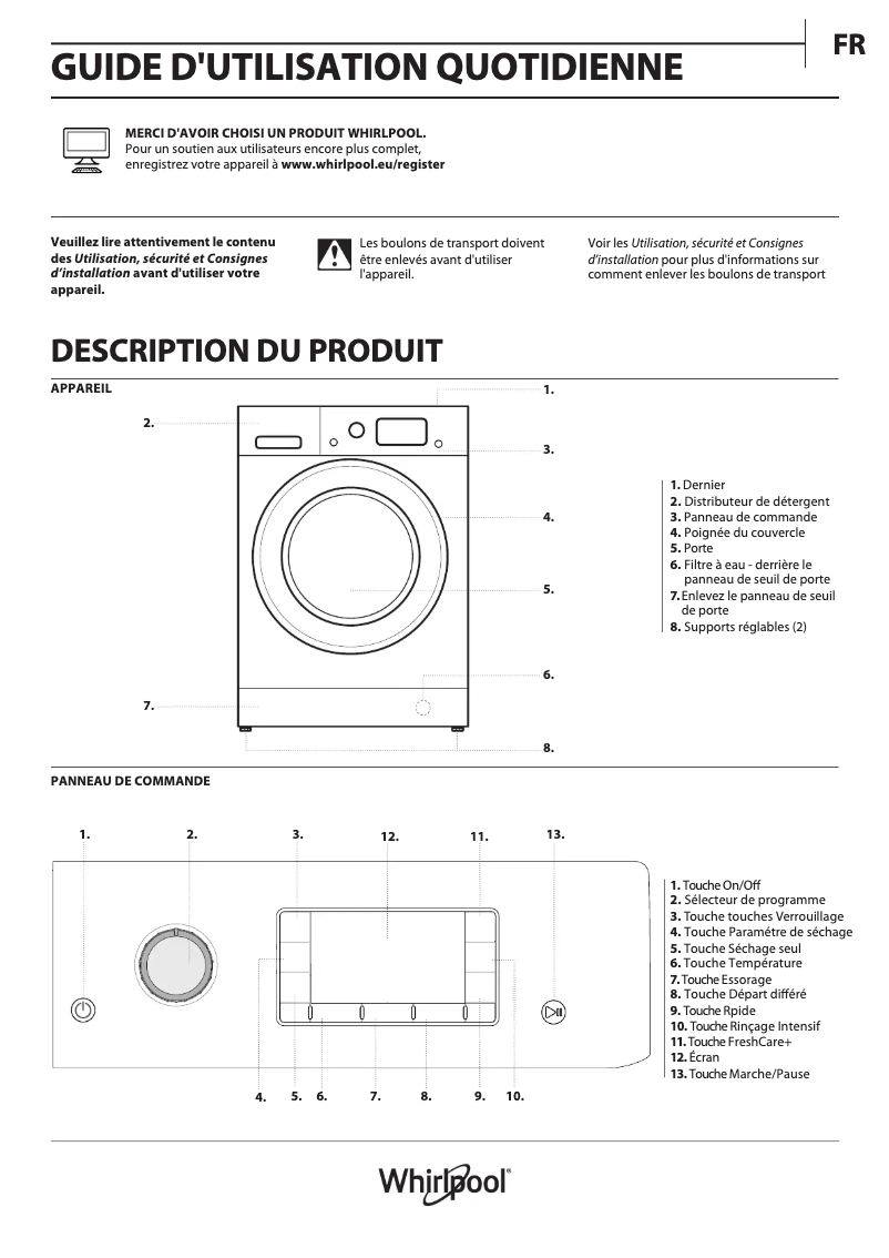Page n°1 - Manuel utilisateur Whirlpool FWDD 1071682 WSV EU N