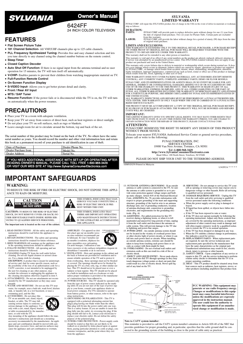 Page 1 de la notice Manuel utilisateur Sylvania 6424FF