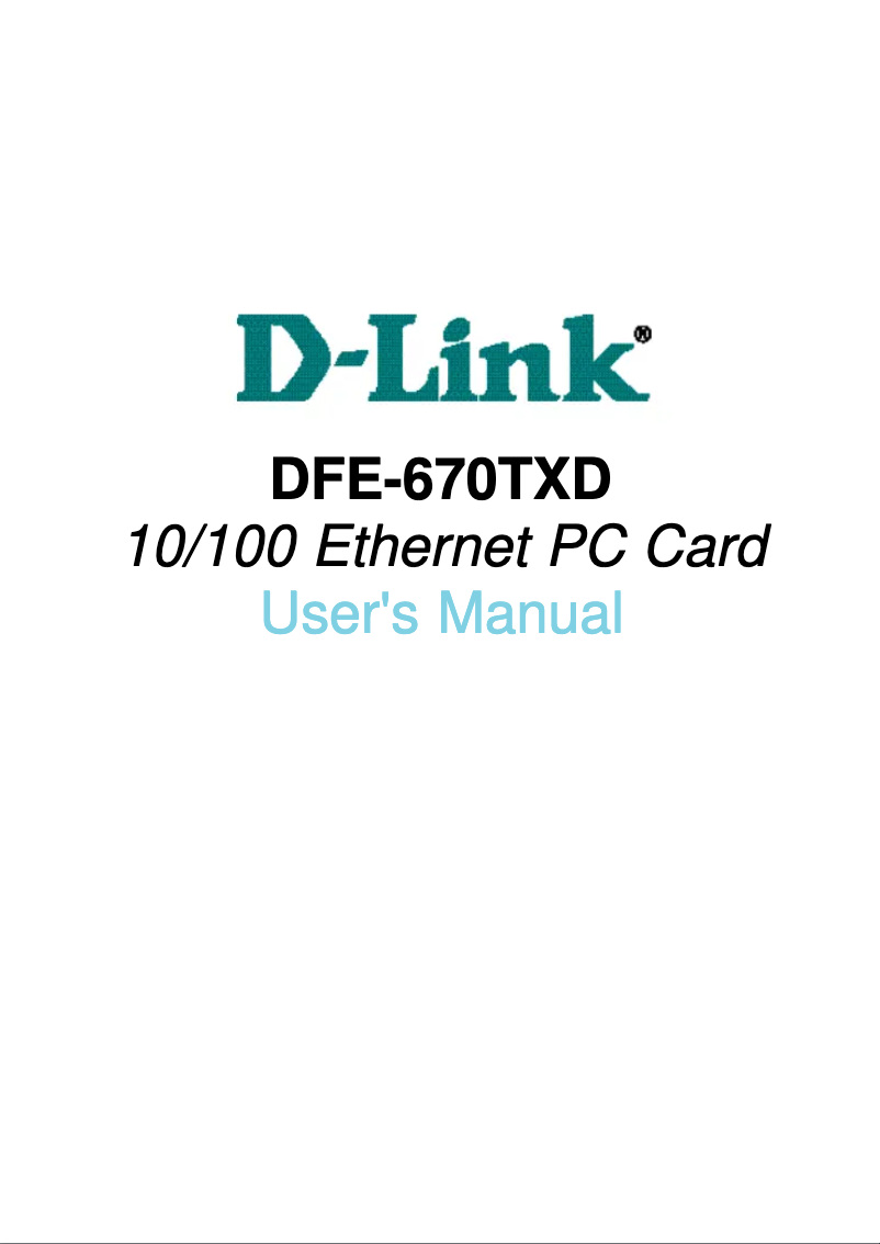 Page n°1 - Manuel utilisateur D-Link DFE-670TXD