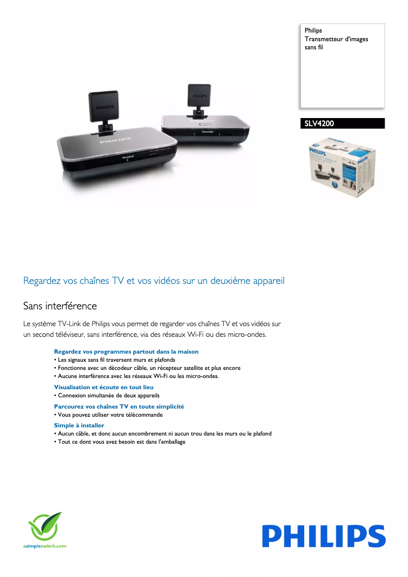 Page 1 de la notice Fiche technique Philips SLV4200