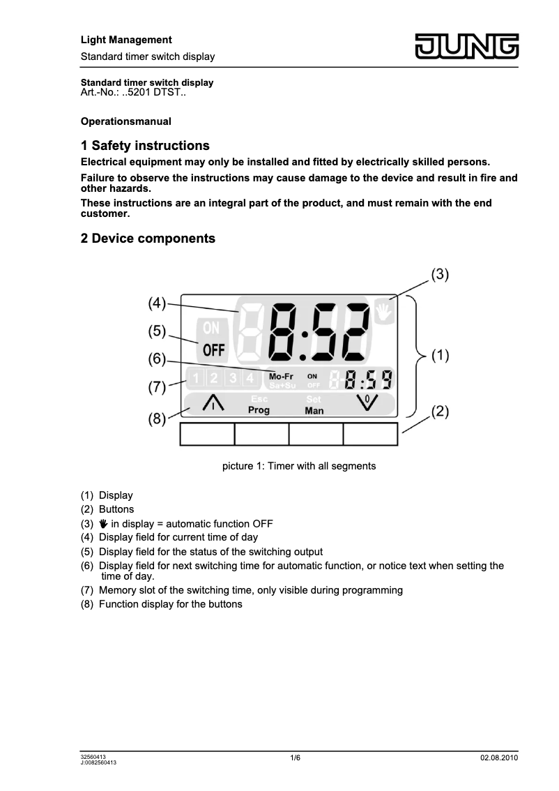 Image de la première page du manuel de l'appareil CD5201DTST