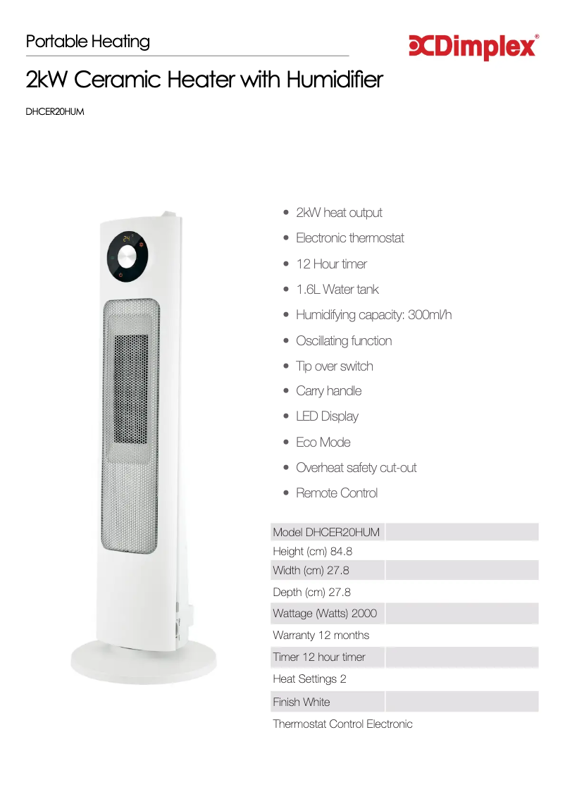 Image de la première page du manuel de l'appareil DHCER20HUM