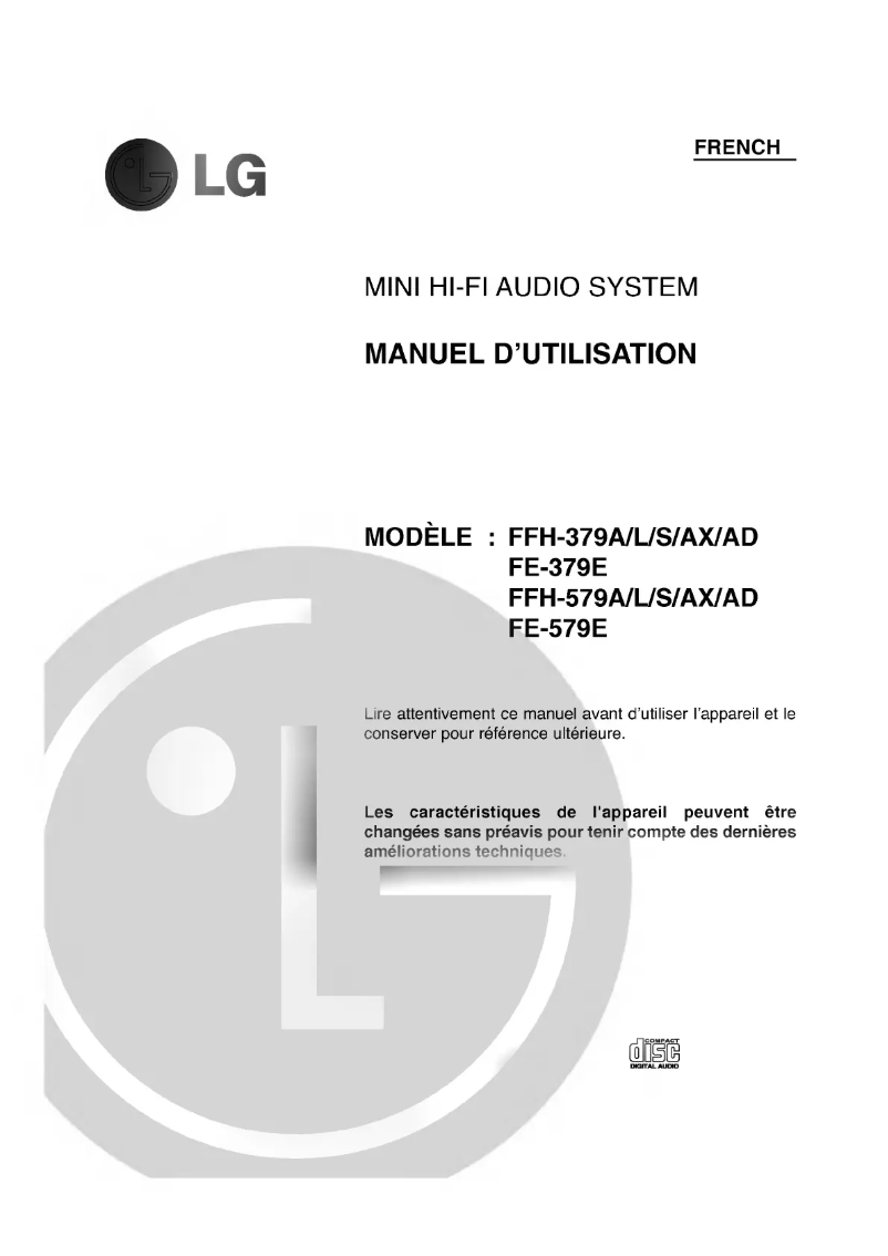 Page 1 de la notice Manuel utilisateur LG FFH-579A