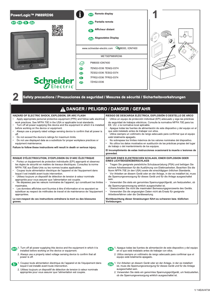 Página 1 del manual Manual de usuario Schneider METSEPM89RD96