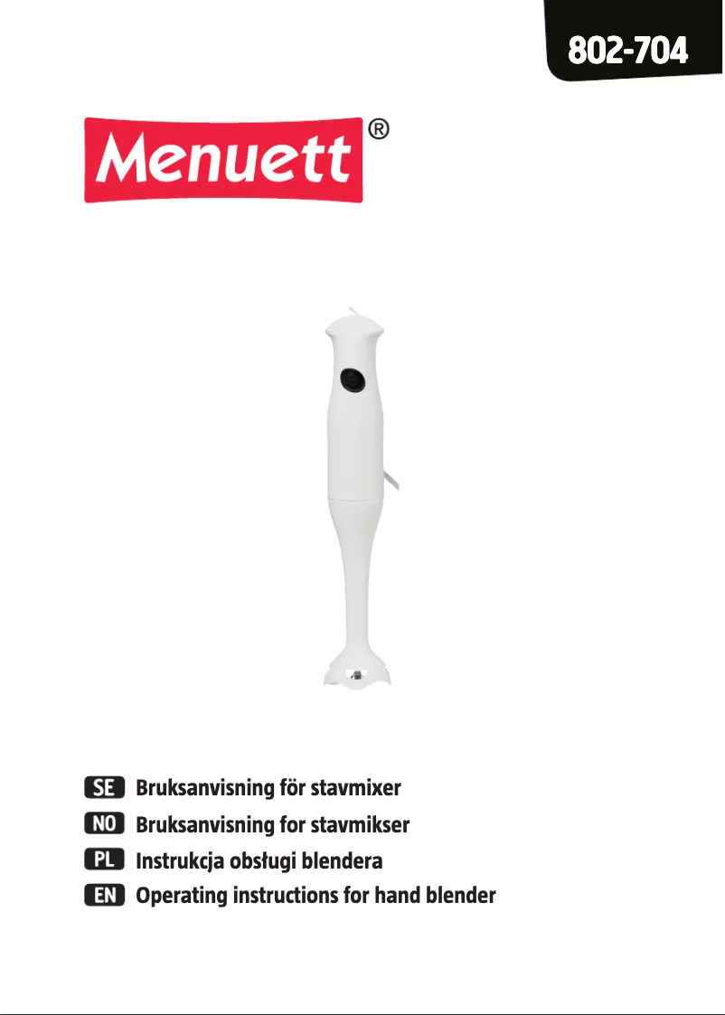 Page 1 de la notice Manuel utilisateur Menuett 802-704