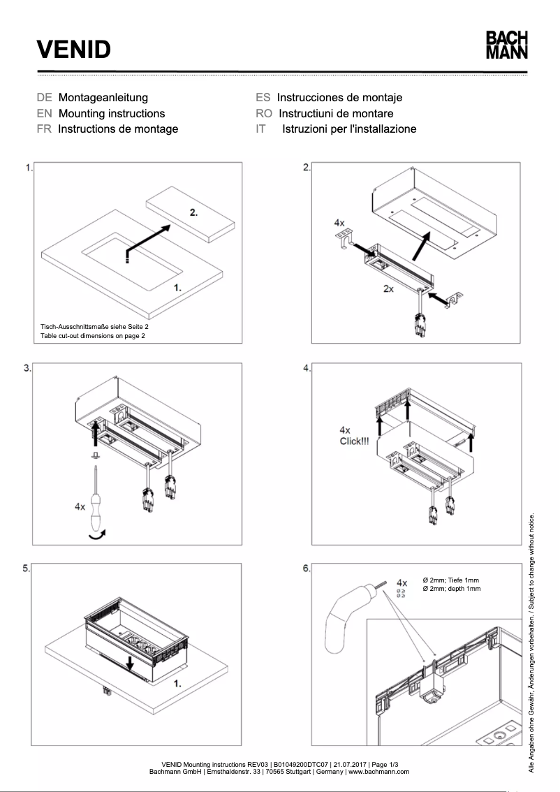 Page n°1 - Manuel utilisateur Bachmann VENID