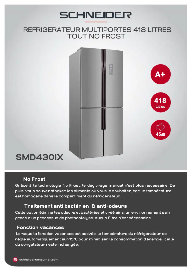 Page 1 de la notice Fiche technique Schneider SMD430IX