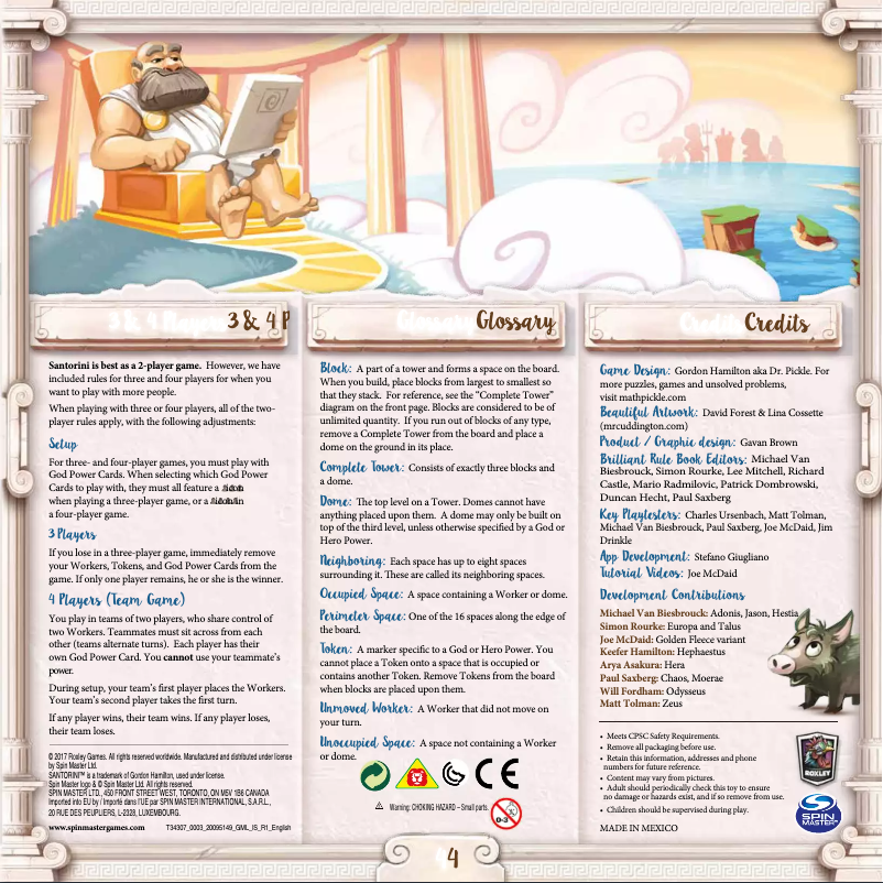 Page n°1 - Manuel utilisateur Spin Master Santorini