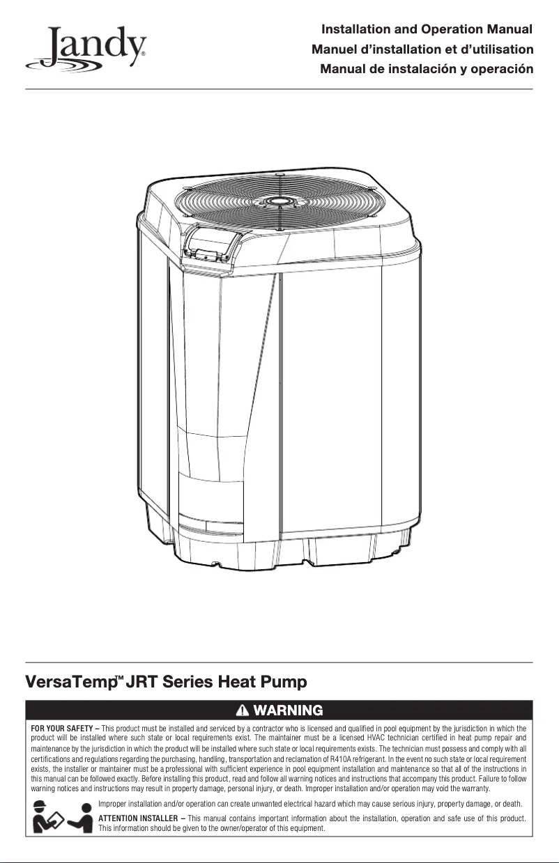 Image de la première page du manuel de l'appareil VersaTemp JRT3000R3