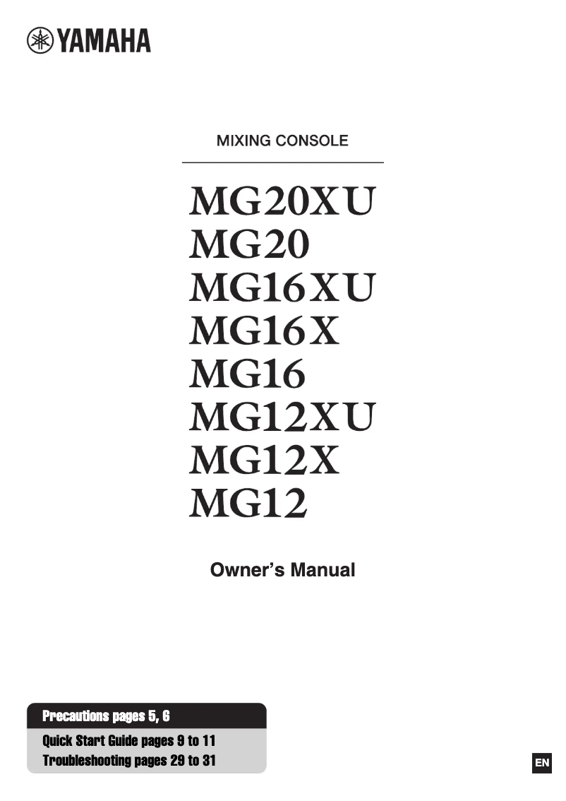 Page 1 de la notice Manuel utilisateur Yamaha MG16X