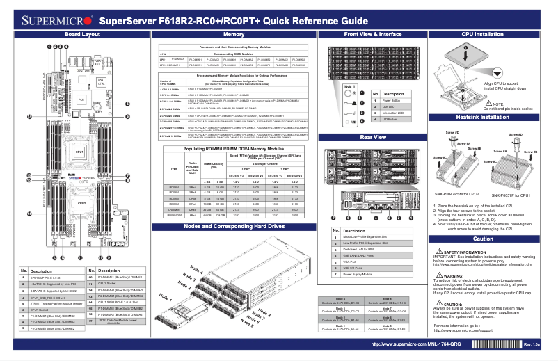 Page 1 de la notice Guide de démarrage rapide Supermicro SuperServer F618R2-RC0PT+