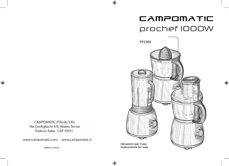 Page 1 de la notice Manuel utilisateur Campomatic FP1000