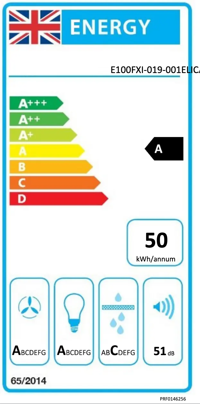 Page 1 de la notice Label énergétique Elica Haiku PRF0146256