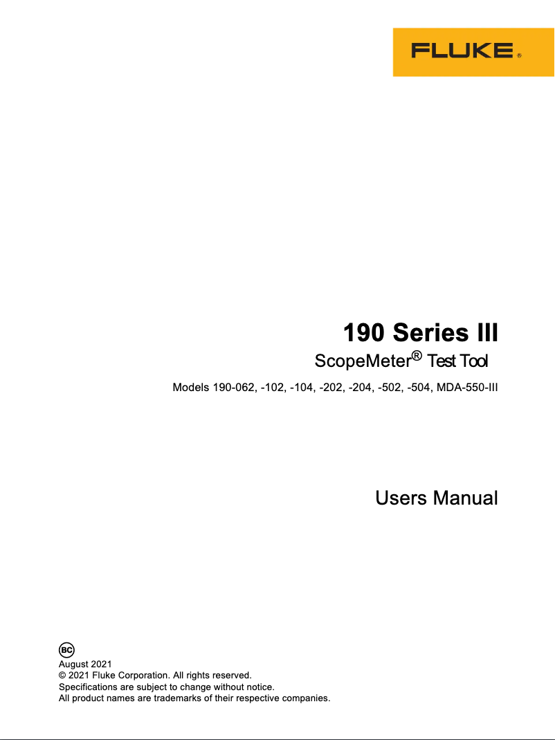 Page 1 de la notice Manuel utilisateur Fluke MDA-550