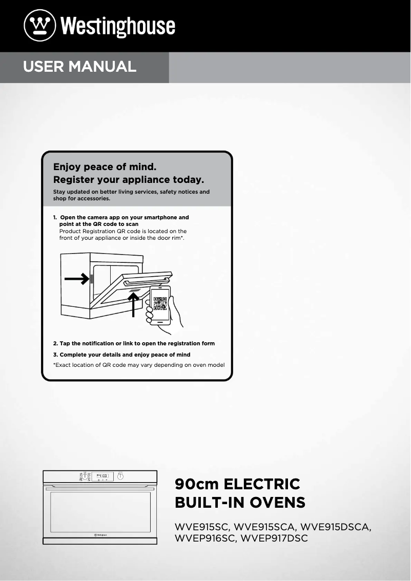 Page 1 de la notice Manuel utilisateur Westinghouse WVEP916SC