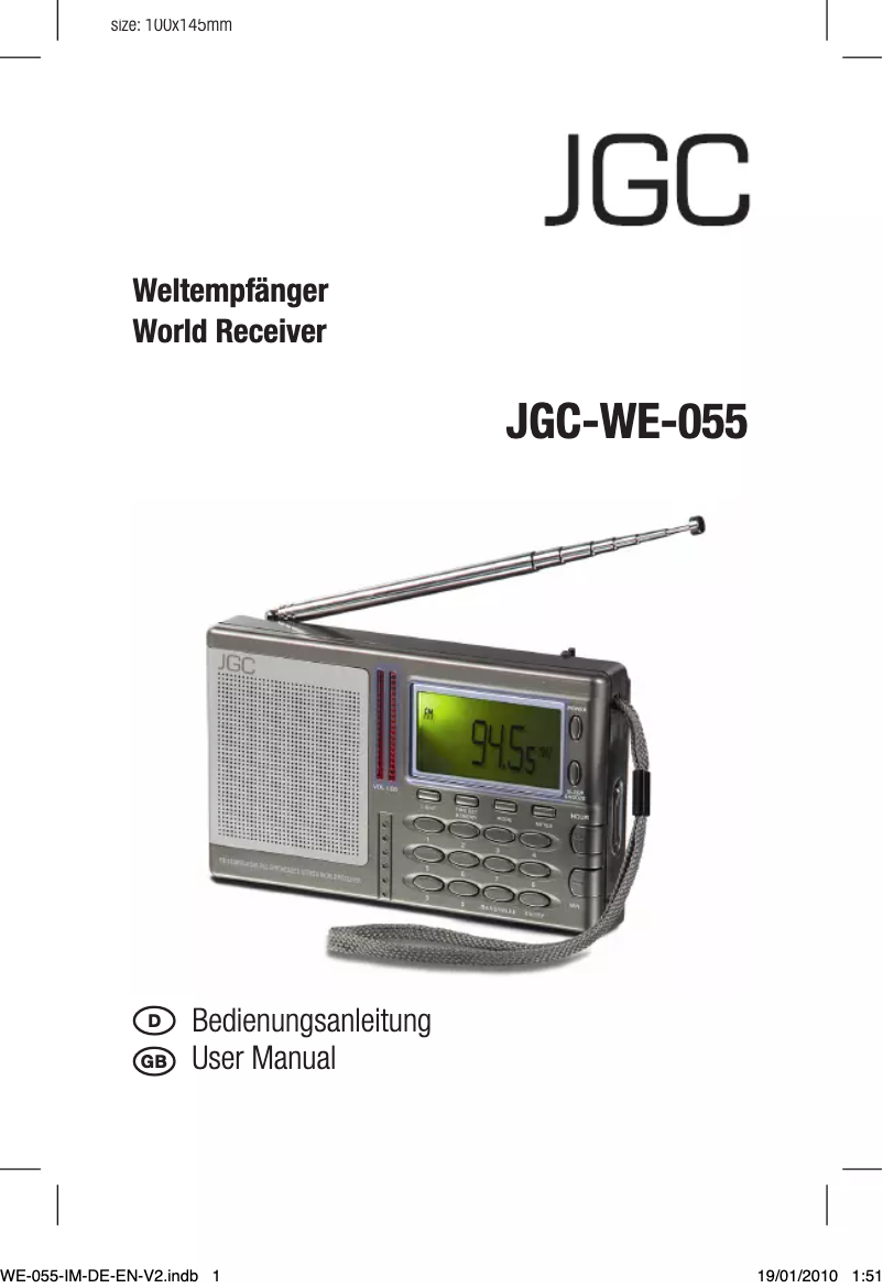 Page 1 de la notice Manuel utilisateur JGC WE-055