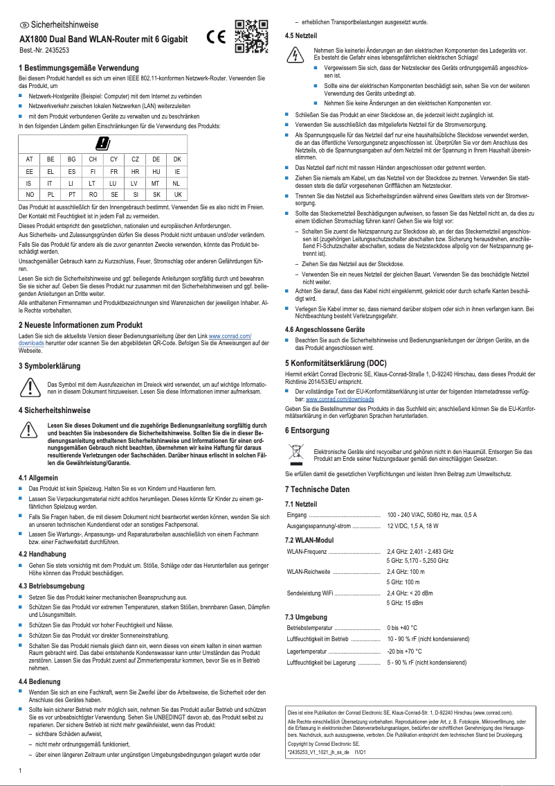 Image de la première page du manuel de l'appareil X6 AX1800