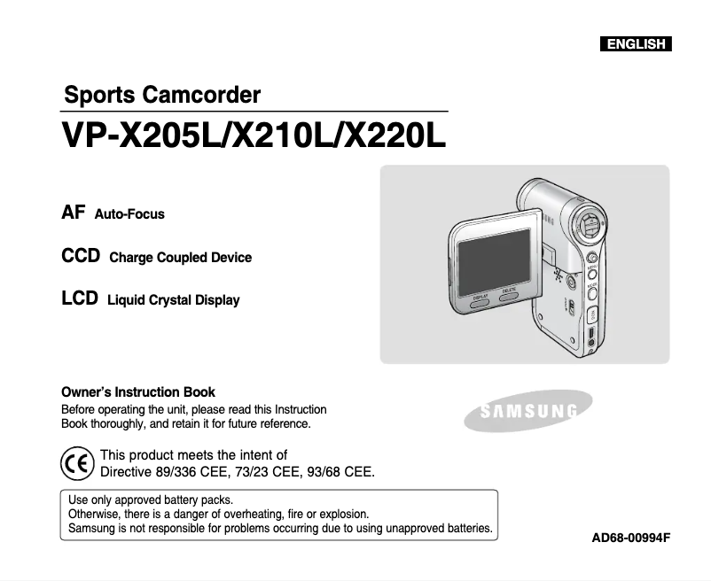 Page n°1 - Manuel utilisateur Samsung VP-X210L