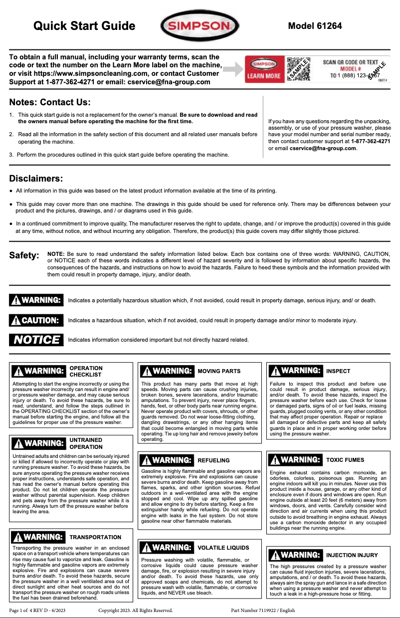 Page n°1 - Guide de démarrage rapide Simpson PowerShot PS-61264