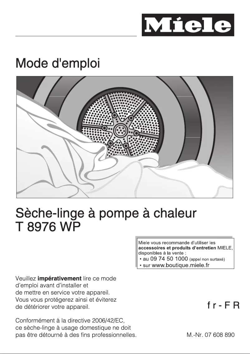 Page 1 de la notice Manuel utilisateur Miele T 8976 WP