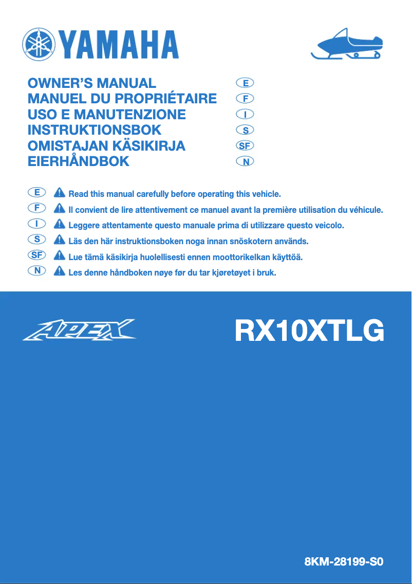 Page 1 de la notice Manuel utilisateur Yamaha APEX X-TX (2016)