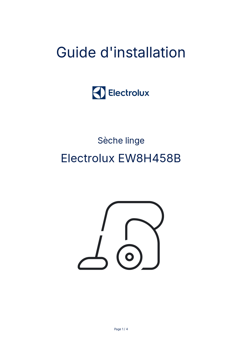 Image de la première page du manuel de l'appareil EW8H458B