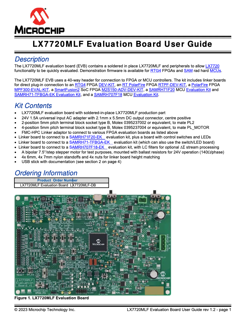 Page 1 de la notice Manuel utilisateur Microchip LX7720