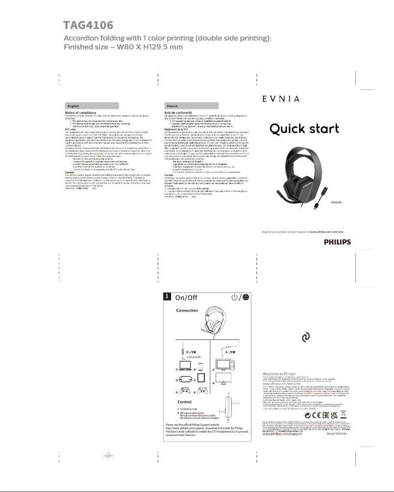 Image de la première page du manuel de l'appareil Evnia TAG4106