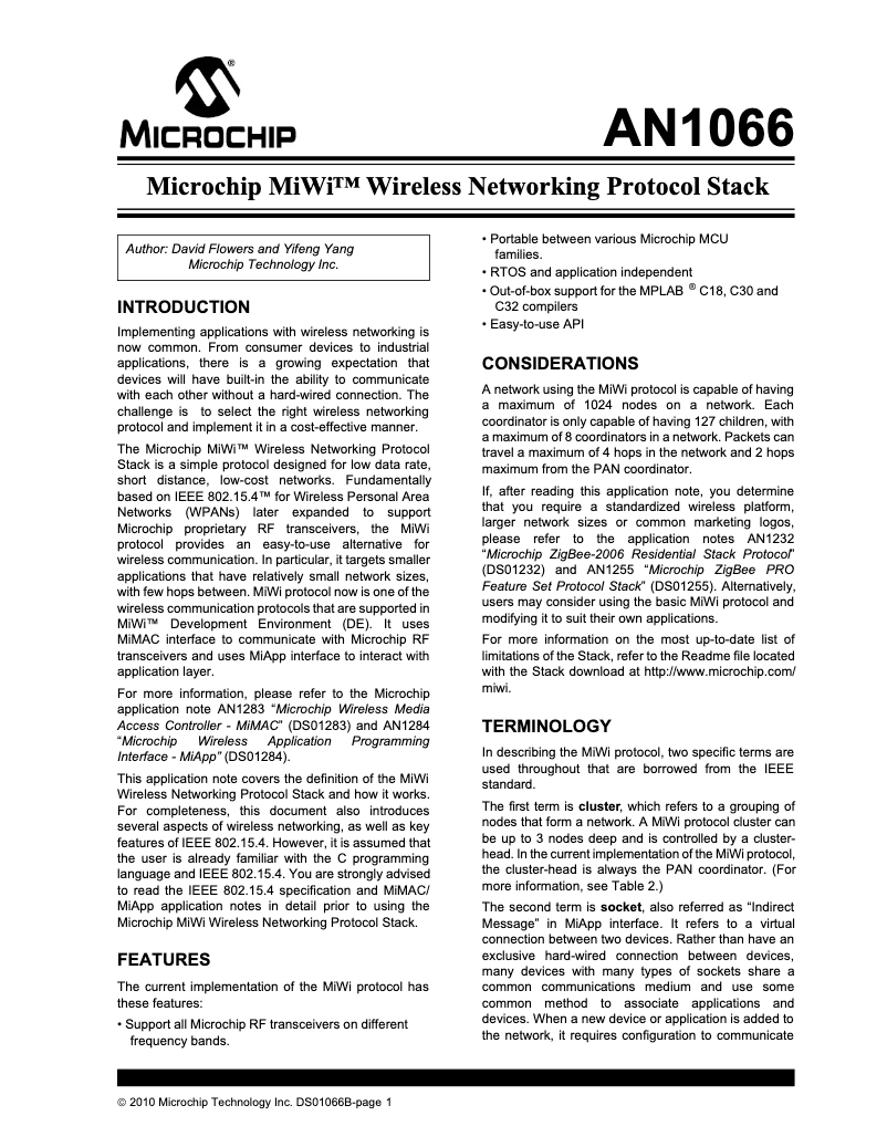 Page 1 de la notice Manuel utilisateur Microchip PIC18F26J13