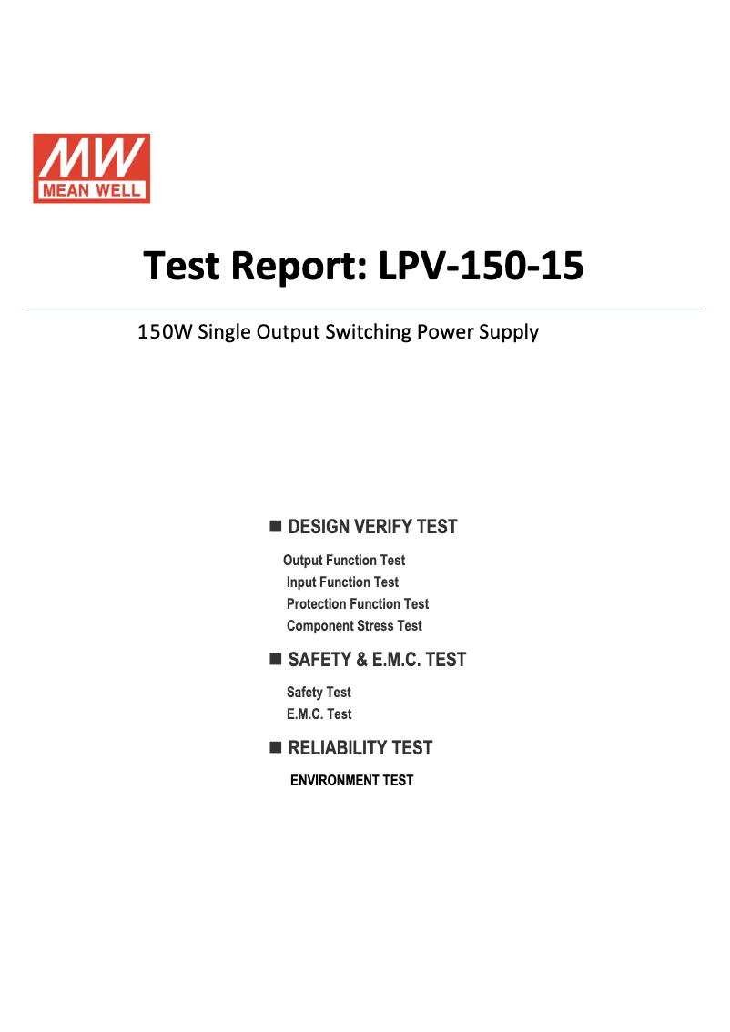 Page n°1 - Fiche technique Mean Well LPV-150-15