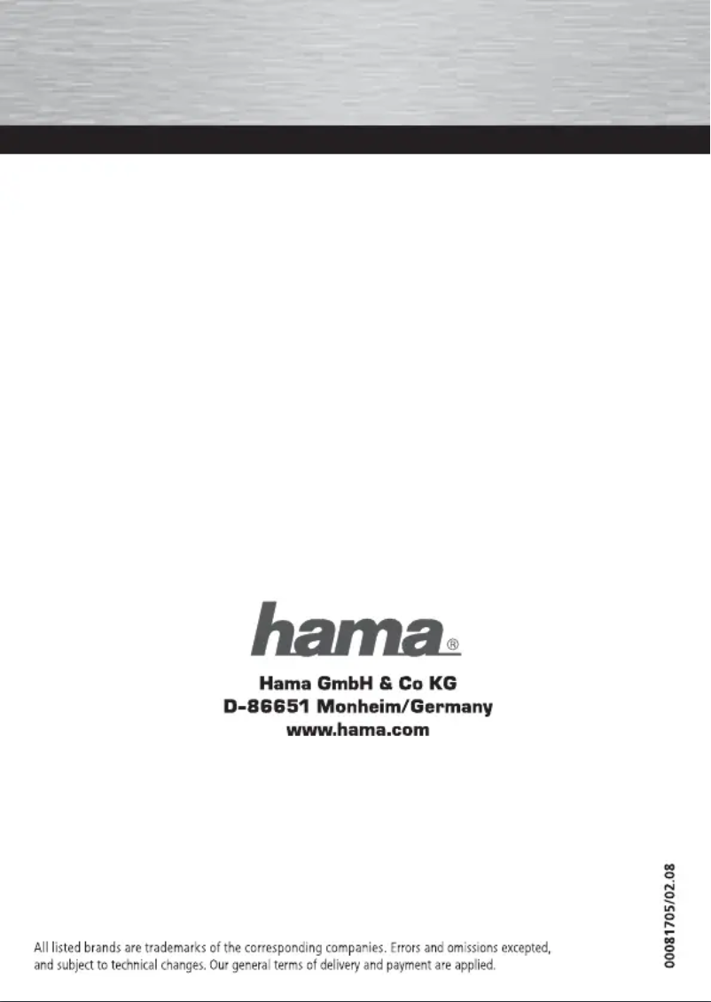 Page n°1 - Manuel utilisateur Hama HM03 81705